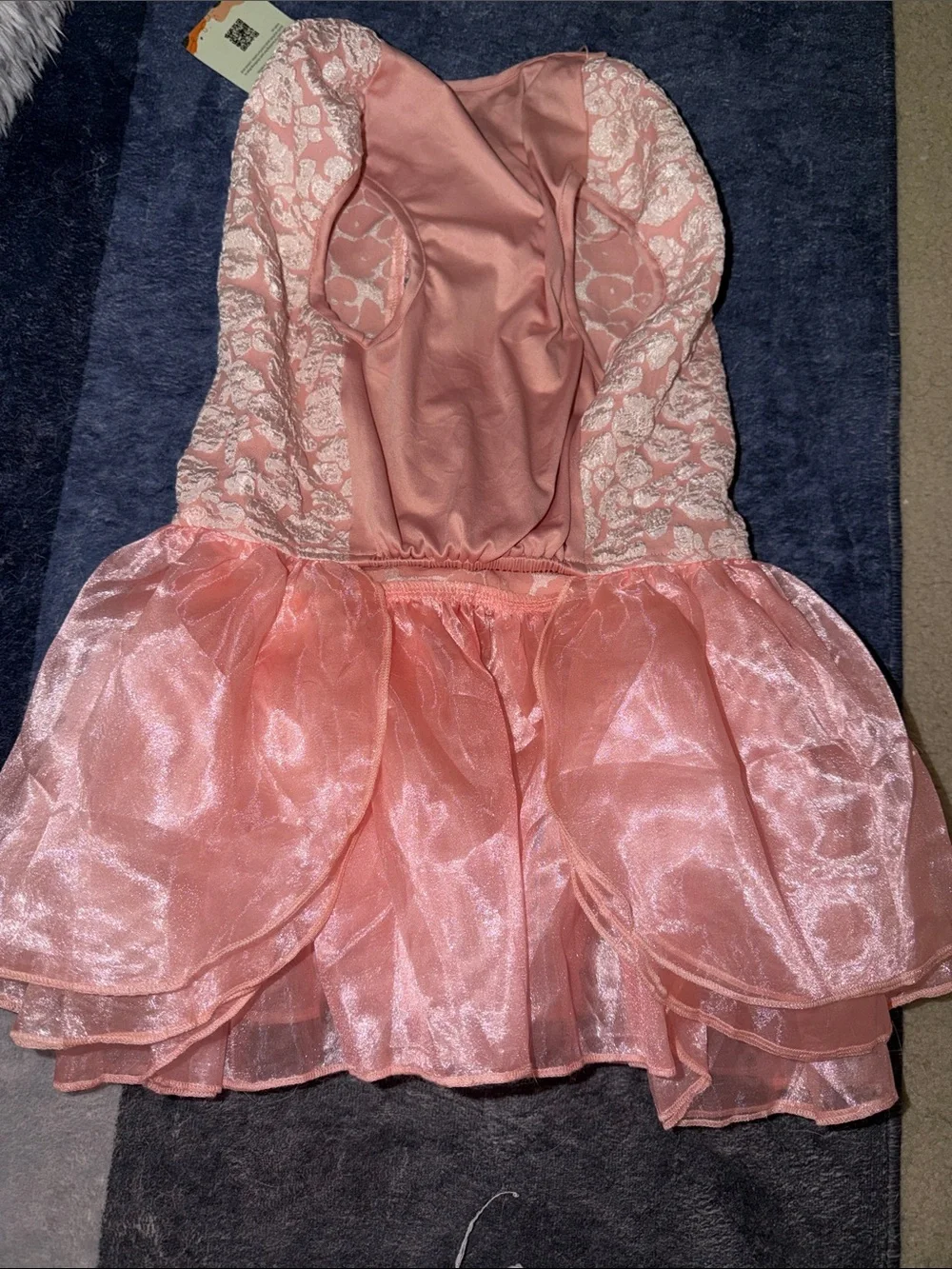 Pink Floral Lace Dog Dress with Organza Skirt